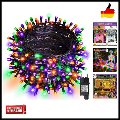 Halloween Deko Lichterkette Outdoor, 20m 200er LED Orange Lila Grün Stecker m...