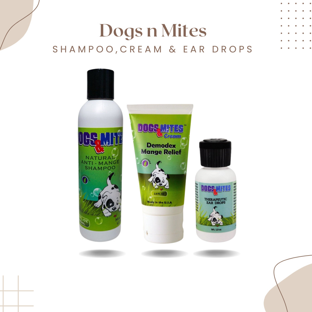 Dogs n Mites Anti-Mange Shampoo, Cream & Ear Drops Complete Treatment Kit