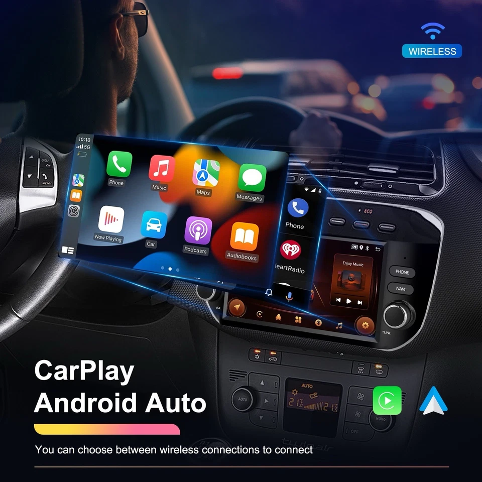 Autoradio CARPLAY Wireless Per Fiat Punto Evo Con Navigatore Nero 2010-2016 GPS - Immagine 3 di 4