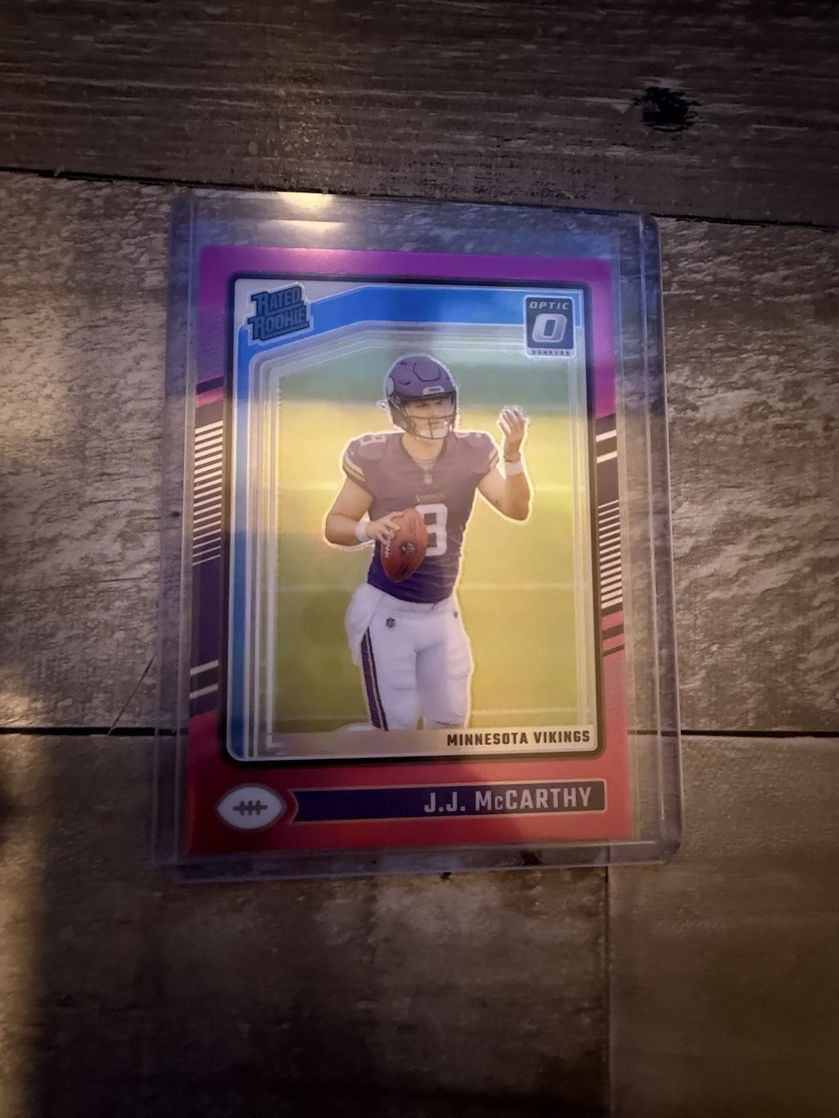 2024 Panini Donruss Optic - Rated Rookie J.J. McCarthy #235 Pink Prizm (RC)