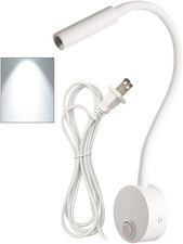 LED Wall Reading Light White Gooseneck Lamp for Bed Headboard