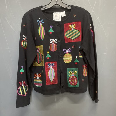 Michael Simon Lite Women s Vintage Embroidered Christmas Cardigan Small