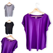 Next Cap Sleeve Tee Size 16 18 Ladies Navy Grey Purple 100% Cotton T-Shirt Top