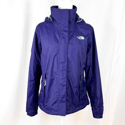 The North Face HyVent Rain Jacket Womens M Purple Hooded Full Zip Lightweight