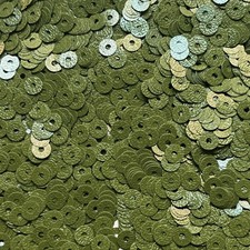 5mm Flat Sequins Olive Green Opaque Embossed Texture Made in USA