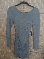NWT Express Marbled Gray Ruched Bodycon Mini Dress Cutout Sz XS Stretchy