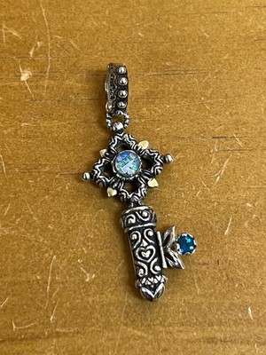 Barbara Bixby 925 Sterling Silver & 18k Gold Topaz Key Pendant