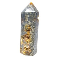 73g New Find Beauty Pyrite Flower Grow With Agate Tower Stone  J911