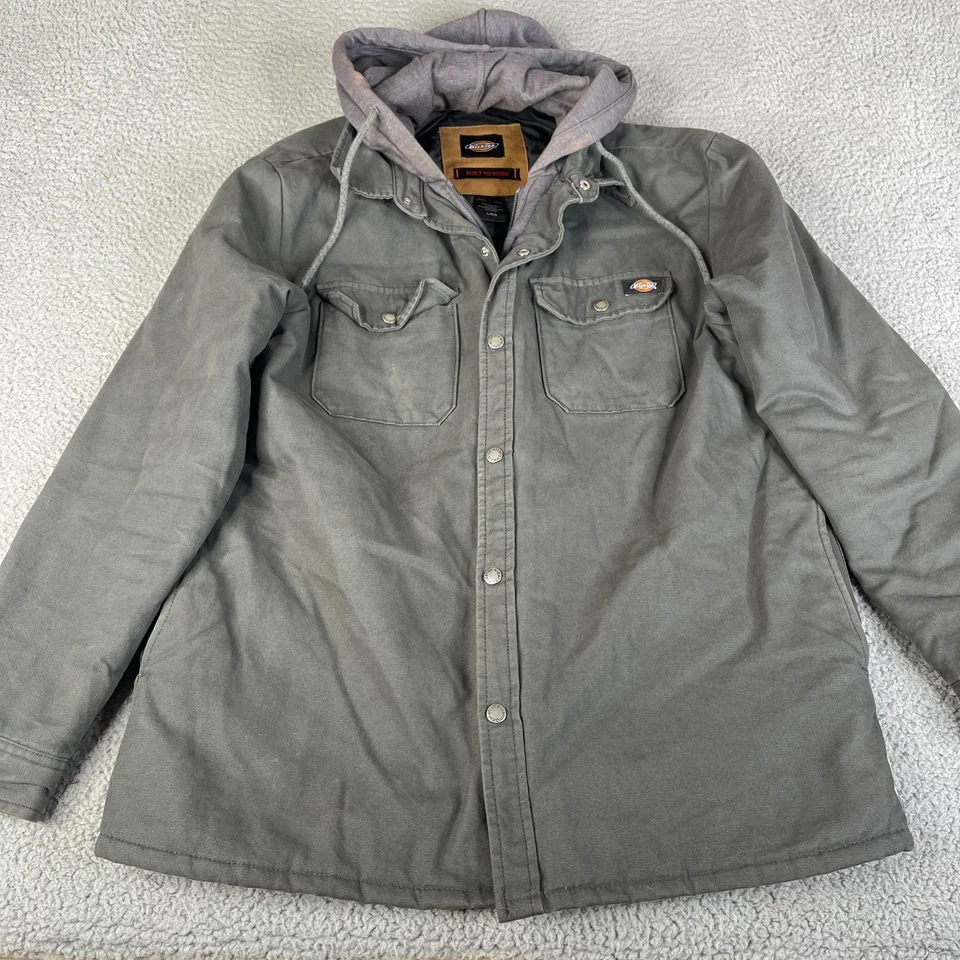 Chaqueta Dickies Ropa de Trabajo Hombres L Verde Caqui Sudadera con Capucha Lona Edredón Forrado Abrigo Exterior Foto 4 de 4