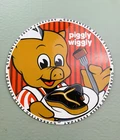 VINTAGE PIGGLY WIGGLY 12" PORCELAIN SODA POP GAS OIL PUMP STATION GASOLINE SIGN
