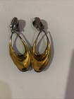 VINTAGE  HUGE SILVER AND GOLD TONE OPEN CENTER DANGLE CLIP ON EARRINGS 3.5" — photo 8