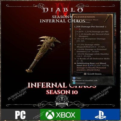  Diablo 4  DRUID  ENDGAME  SEASON 10 Infernal Chaos Fleshrender