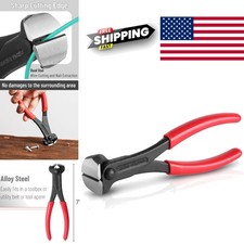 Nail Puller Tool 7 Inch Red Metal Soft Grip End Cutting Pliers for Carpenters