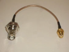 MGS 8606 REVERSE POLARITY RP-SMA-FEMALE TO BNC-FEMALE 6" JUMPER RG174 COAX CABLE