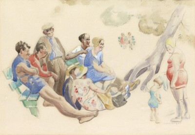 The Picnic   Mabel Dwight 1931 Print American Scene WPA Social Realism Summer