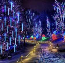 192 LED Solar Lights Meteor Shower Rain Tree String Light Garden Outdoor Blue