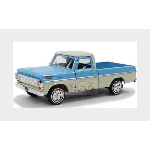 1:24 Motormax Ford Usa F-100 Pick-up 1969 azul claro crema modelo MTM79315LB - Imagen 2 de 2