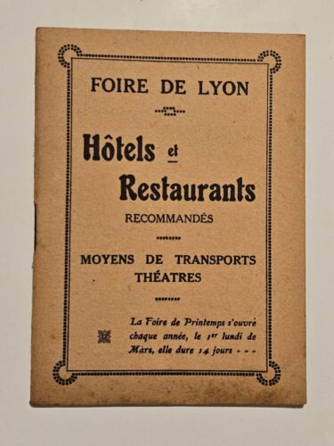 Brochure FOIRE DE LYON, Hôtels et Restaurants recommandés, circa 1930 - Photo 1/1