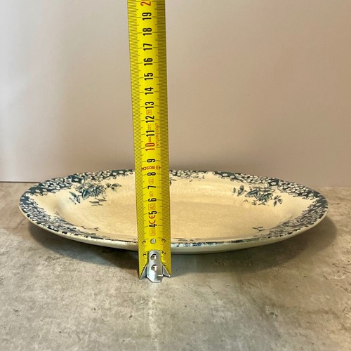 Antique Serving Plate Dish Blue White Cetem Maling CTM Pottery Dresden 1880s 11" - Afbeelding 11 van 13