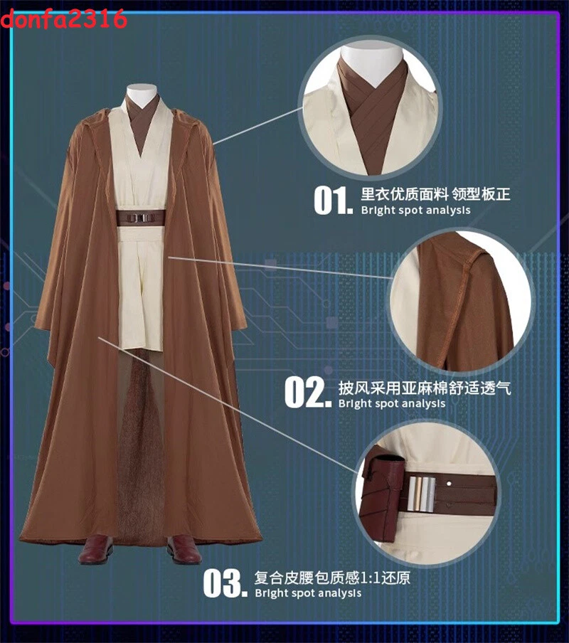 Star Wars Obi-Wan Kenobi Cosplay Disfraces Traje Marrón Trajes Fiesta de Halloween   Foto 2 de 4