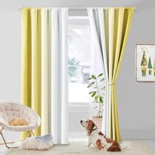 Ombre 100 Blackout Curtains 84 Inches Long 2 52"W x 84"L Pack of 2 Yellow