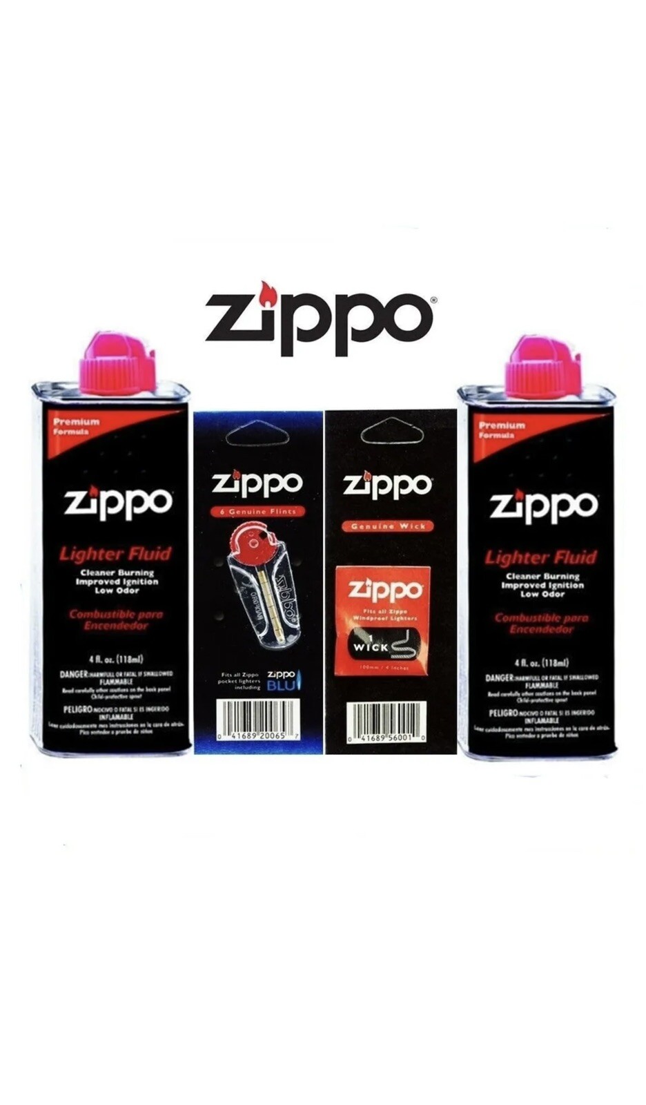 Zippo 4oz Fuel Fluid 1 Flint & 1 Wick Value pack Combo