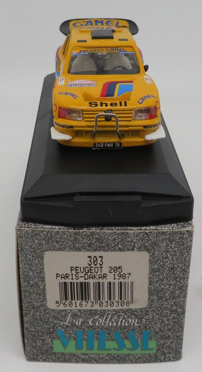 Miniature 1/43 Peugeot 205 Turbo 16 Camel Paris-Dakar - Marque Vitesse, Occasion TBE