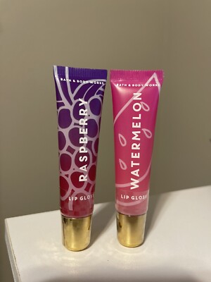 BATH AND BODY WORKS WATERMELON & RASPBERRY LIP GLOSS .47 OZ- (2) - SEALED - NEW