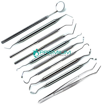 10 Pcs Dental Professional Examination Probes Curettes Scalers Pliers Explorers