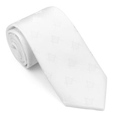 Woven Necktie for Freemason, Mens Fashion Neck Ties with Masonic Square White