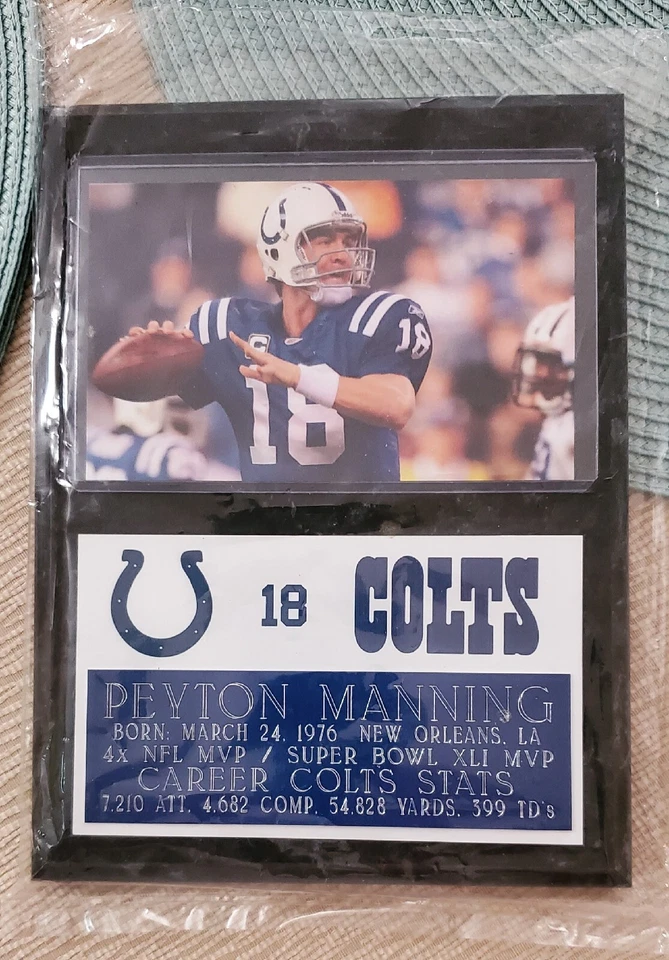 Placa Estadísticas Peyton Manning 6x8 Indianapolis Colts ENVÍO GRATUITO MIEMBRO DEL SALÓN DE LA FAMA Foto 2 de 4