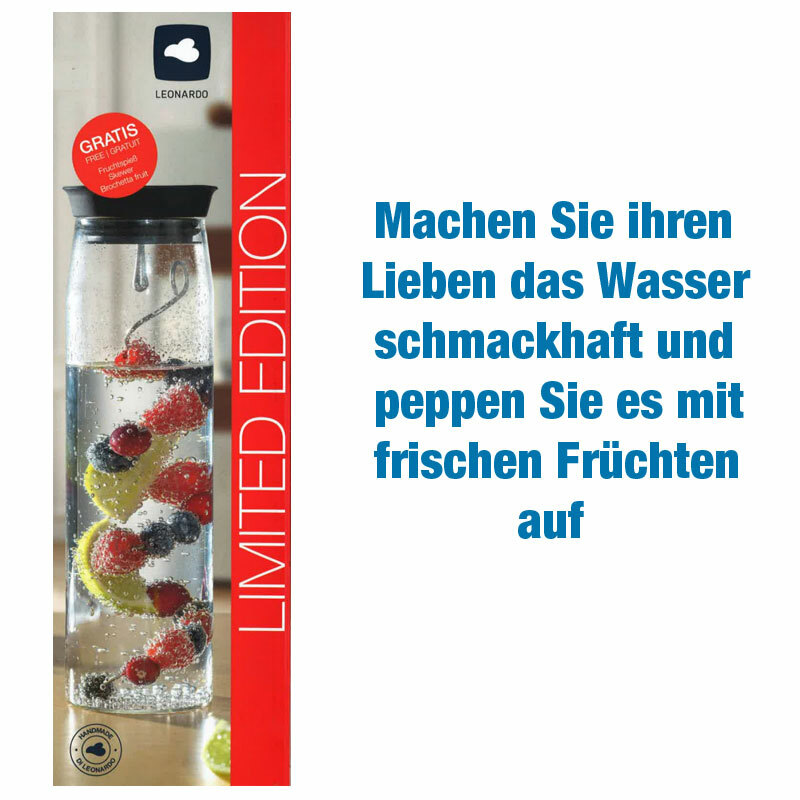 Leonardo Wasserkaraffe mit Fruchtspieß Glas Karaffe Wasser mit Geschmack 1 Liter