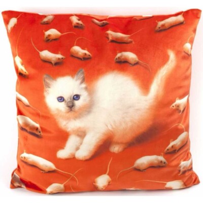 Seletti Toiletpaper Kitten Cat Mouse Pillow Cushion
