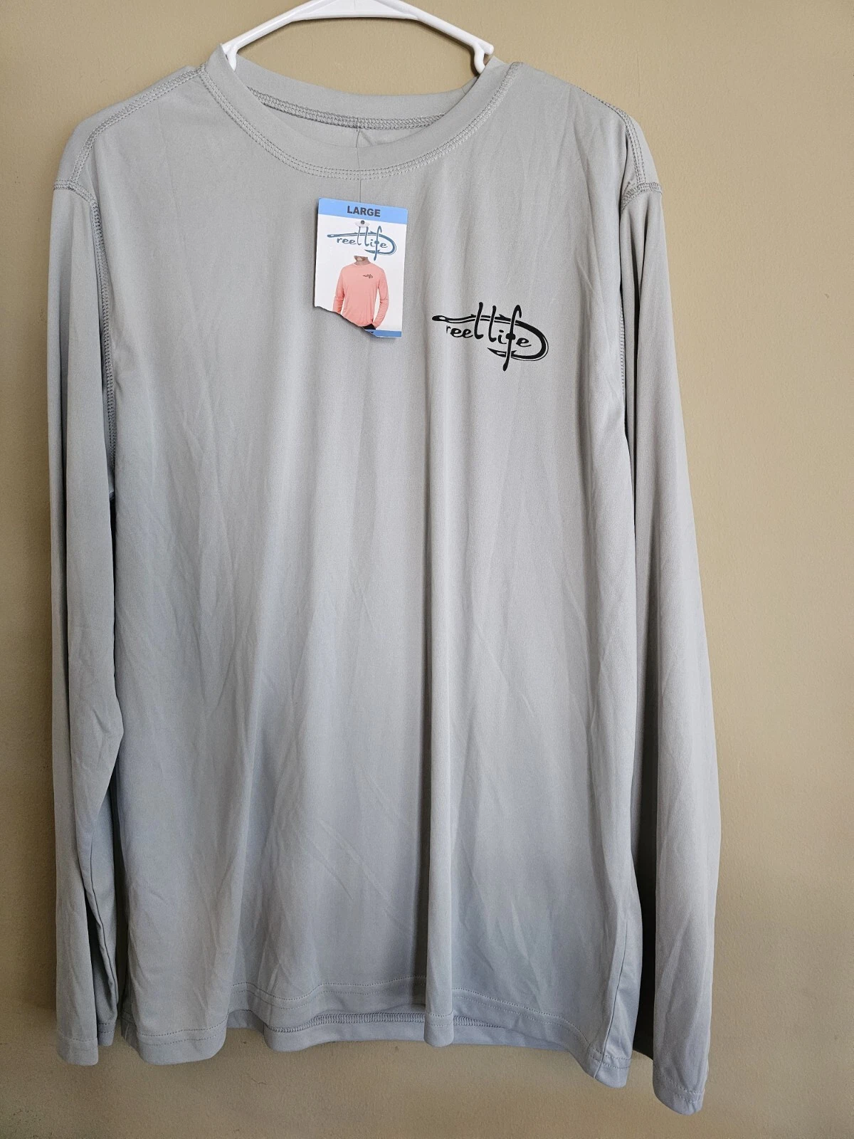 NWT Reel Life Men's Sun Defender Lightweight UV Fishing Shirt Gray Large (27)