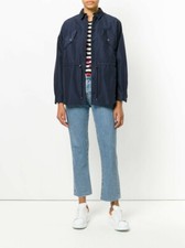 Bnwt Womens Kenzo Navy Blue Cotton-blend Drawstring Casual Small Jacket Raincoat