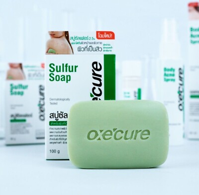 Oxe' cure sulfur soap bar face body reduce acne and bacteria 100g.