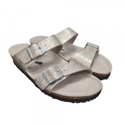 JOE N JOYCE Sevilla SynSoft Damen Pantolette Snake Silver schmal Größe 38