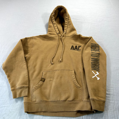 All American Roughneck Hoodie Mens Small Brown Here To Work Pullover Sweatshirt