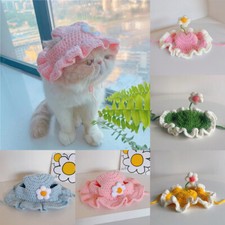 Pet Cute Flower Puppy Cap Kittens Knitted Hat For Cat Holiday Party Accessory