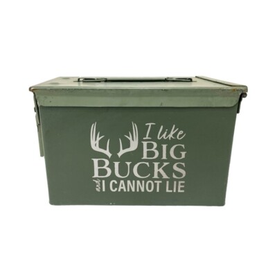 Laser Engraved 50 Cal Grade 1 ''I LIKE BIG BUCKS I CANNOT LIE'' Ammo Can