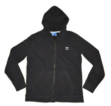 Adidas Full Zip Hoodie Women's Large Sleeve Leopard Print Logo Black Pockets