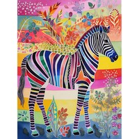 Zebra Regenbogen Blumen Abstrakt ExtragroßEr Leinwanddruck