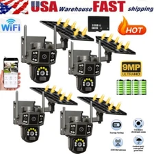 9MP 3 Lens WiFi Solar Battery Camera Wireless Outdoor CCTV Home W/ 32G Card