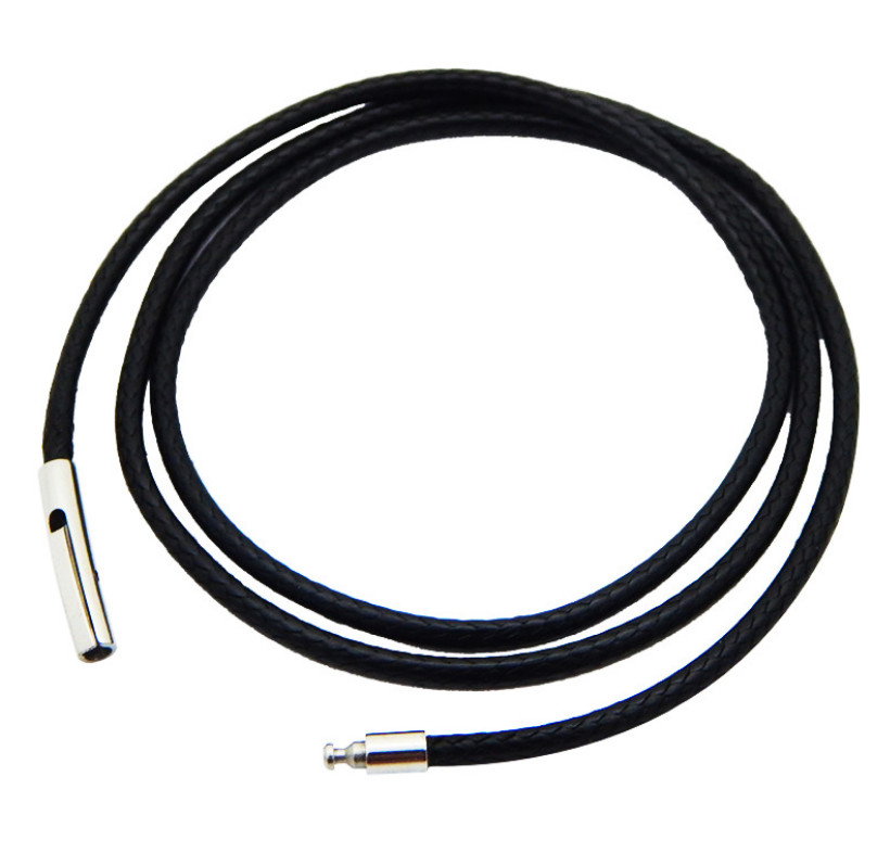 3mm Black Rope Leather Cord Chain Necklace Stainless Steel Clasp 12-36 inch