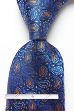 New Classic Paisley Blue Brown JACQUARD WOVEN 100 Silk Men's Necktie Tie