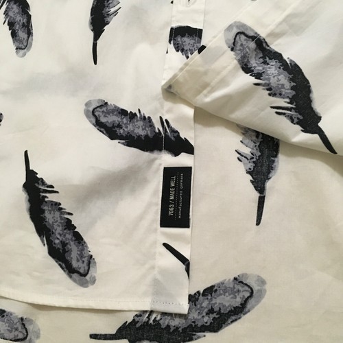7 Diamonds mens shirt, long sleeve, size M, white/black feather print,tags, new. - Picture 7 of 10