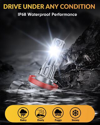 Forenner Upgraded H11 9005 Bulb Combo, 52000LM 700% Brighter 6500K, 1:1 Same Size H9 H8 HB3 Fog Light Bulbs, Wireless Plug-N-Play, CANbus Ready, Pack Of 4, Fog Lights - Canada - View #13