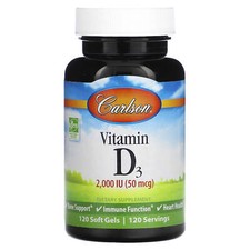 Carlson Labs Vitamin D3 Softgels for Bones, Immunity & Heart Health - 120