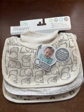 Baby Treasures Mock Neck Bibs Elephants NWT