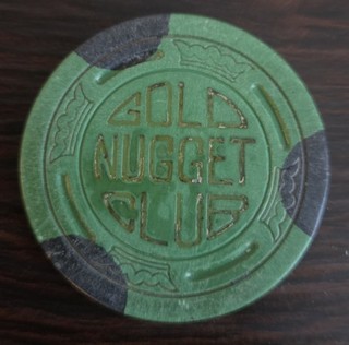 $.50 Cent Gold Nugget Club Cardroom Sacramento CA Casino Chip 1966 Issue